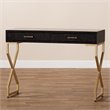 Allora Modern 2-Drawer Wood Console Table in Dark Brown and Gold