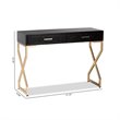 Allora Modern 2-Drawer Wood Console Table in Dark Brown and Gold