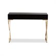Allora Modern 2-Drawer Wood Console Table in Dark Brown and Gold
