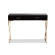 Allora Modern 2-Drawer Wood Console Table in Dark Brown and Gold
