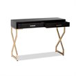 Allora Modern 2-Drawer Wood Console Table in Dark Brown and Gold