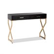 Allora Modern 2-Drawer Wood Console Table in Dark Brown and Gold