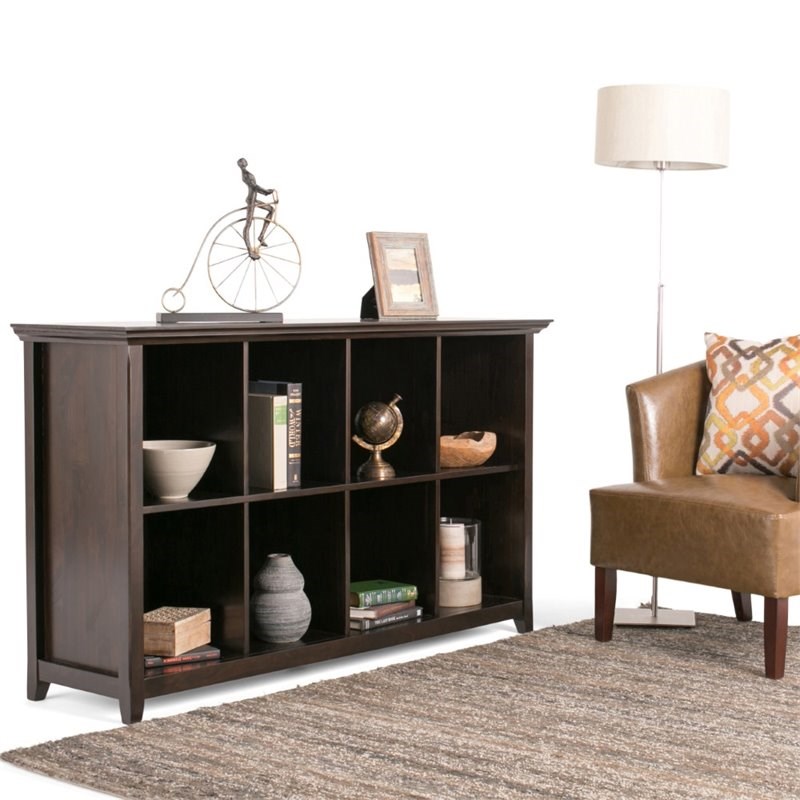Allora Solid Wood Console Table with 8 Cube Storage Hickory Brown