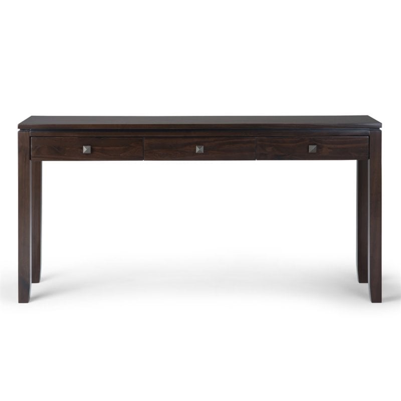 Allora Modern Solid Wood Wide Console Sofa Table in Mahogany Brown