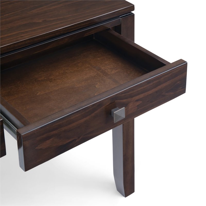 Allora Modern Solid Wood Wide Console Sofa Table in Mahogany Brown
