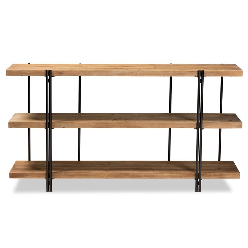 Allora Modern Brown Finished Wood and Black Finished Console Table