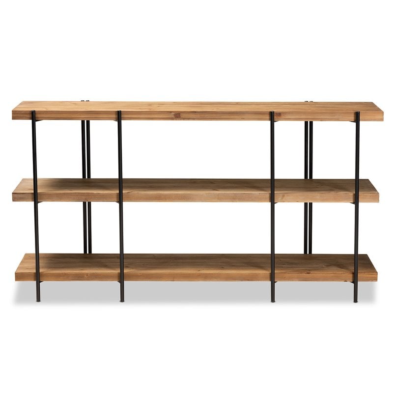 Allora Modern Brown Finished Wood and Black Finished Console Table