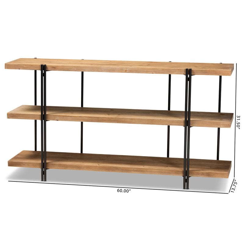 Allora Modern Brown Finished Wood and Black Finished Console Table