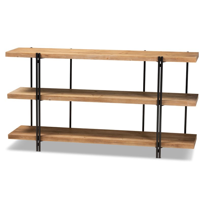 Allora Modern Brown Finished Wood and Black Finished Console Table