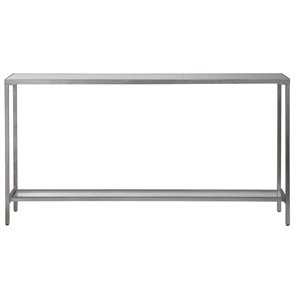 Allora Contemporary Metal and Glass Console Table in Antique Silver