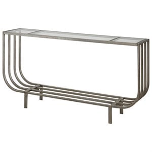 allora contemporary glass top accent console table in bright silver