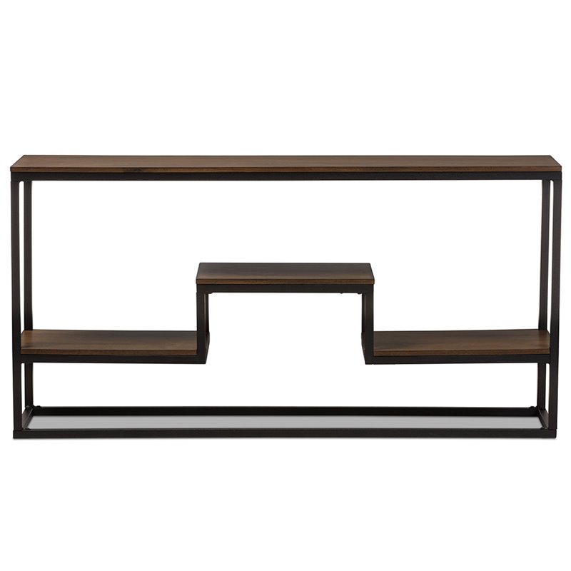 Allora Contemporary Console Table in Antique Black and Weathered Oak