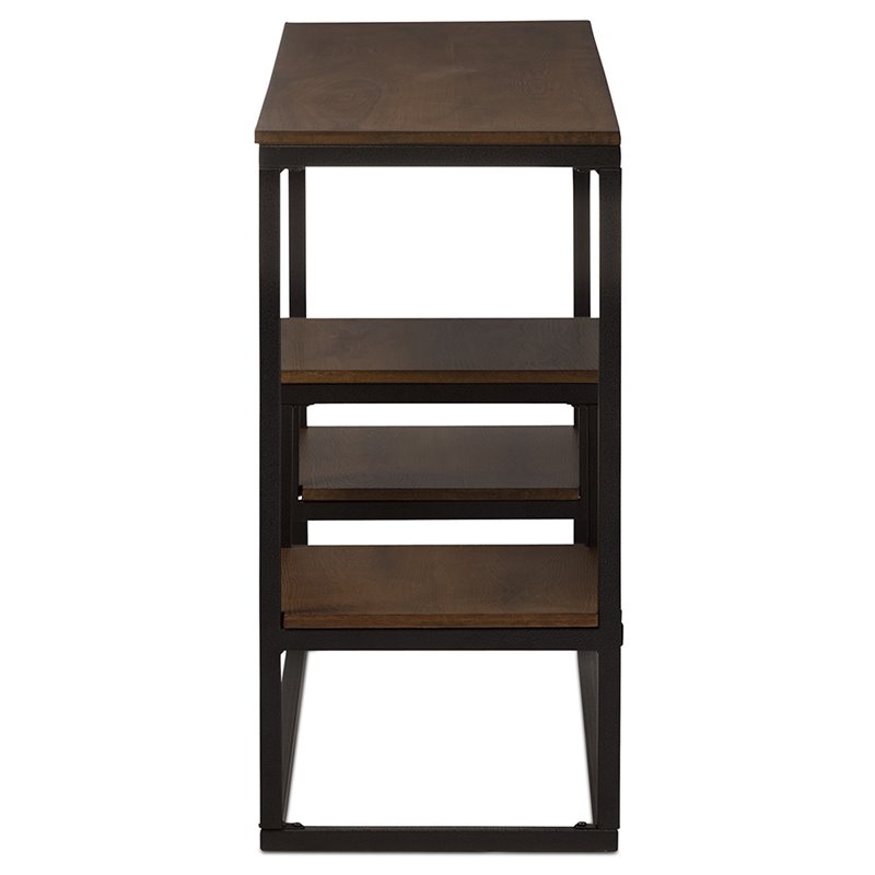 Allora Contemporary Console Table in Antique Black and Weathered Oak