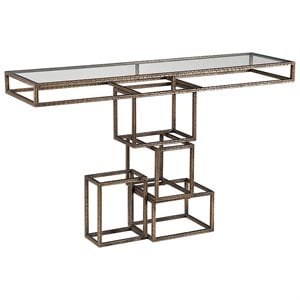 Allora Contemporary Glass Top Accent Console Table in Gold and Bronze
