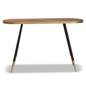 allora modern wood finished and two-tone gold and metal console table