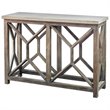 Allora Mid-Century Stone Top Accent Console Table in Ivory and Oatmeal