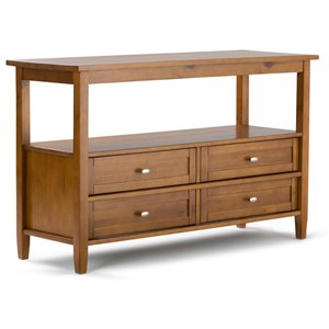 allora shaker wood transitional console sofa table in light golden brown