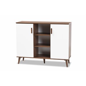 Allora Modern White and Brown Finished 2-Door Wood Sideboard