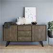 Allora Contemporary Solid Acacia Wood Sideboard Buffet in Gray