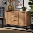 Allora Oak Finished Wood Black Metal 3-Drawer Sideboard Buffet