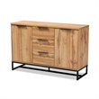 Allora Oak Finished Wood Black Metal 3-Drawer Sideboard Buffet