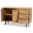 Allora Modern Oak Brown Finished Wood 3-Drawer Sideboard Buffet