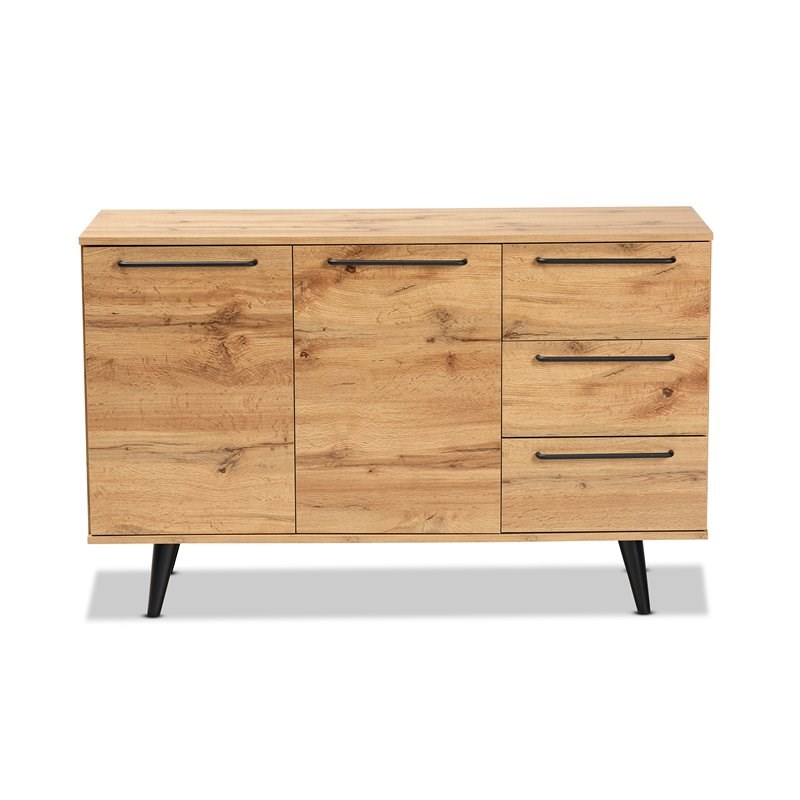 Allora Modern Oak Brown Finished Wood 3-Drawer Sideboard Buffet