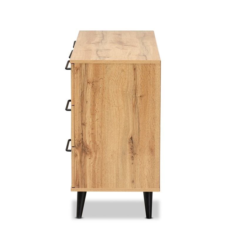 Allora Modern Oak Brown Finished Wood 3-Drawer Sideboard Buffet