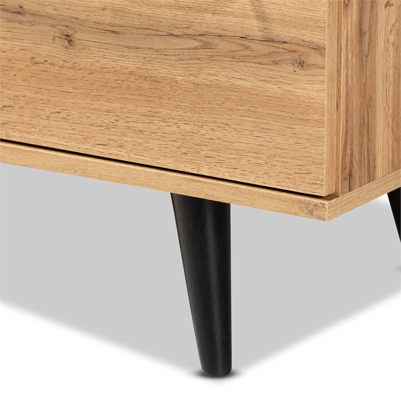 Allora Modern Oak Brown Finished Wood 3-Drawer Sideboard Buffet