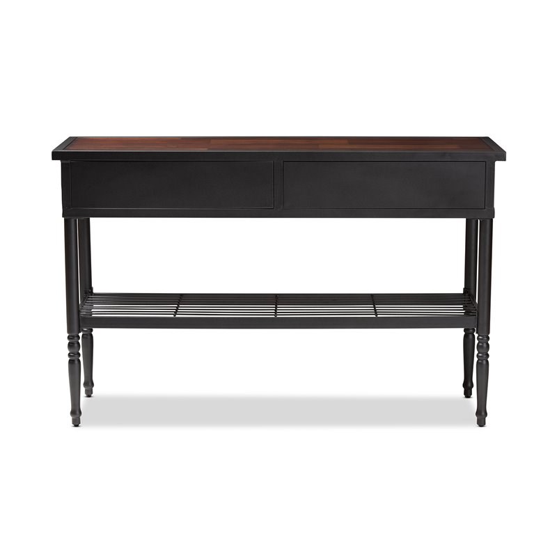 Allora 2-Drawer Wood and Metal Sideboard Server in Walnut Brown