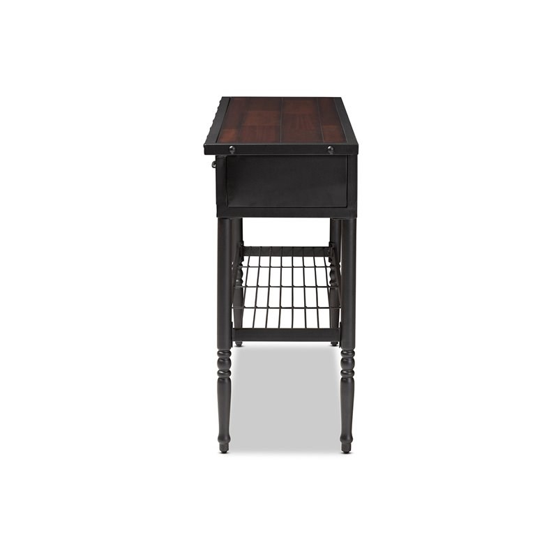Allora 2-Drawer Wood and Metal Sideboard Server in Walnut Brown