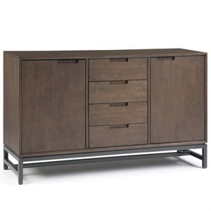 Allora Solid Hardwood 60 &quot Industrial Sideboard with Drawers in Walnut Brown