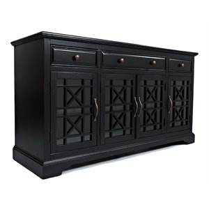 allora wood craftsman series media unit with 3 drawers in antique black