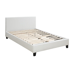 Allora Transitional Leatherette Queen Bed with Padded Headboard in White