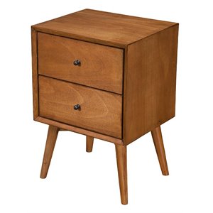 Allora Mid-Century Style Mahogany Wood Nightstand in Brown