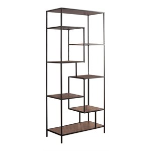 allora modern wood bookcase with open shelves in black and brown