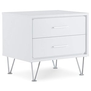 allora 2-drawer contemporary wood nightstand in white
