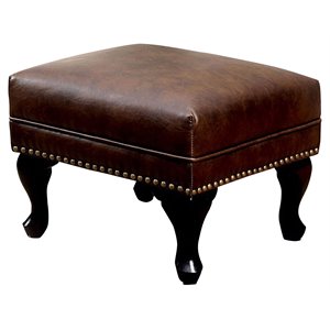 allora traditional faux leather vaugh ottoman in rustic brown