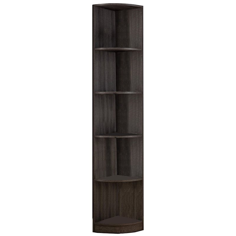 Walnut Wooden Corner Display Cabinet Storage Book Shelf With