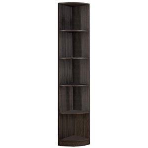 allora contemporary wood corner display cabinet with 5 shelves in gray