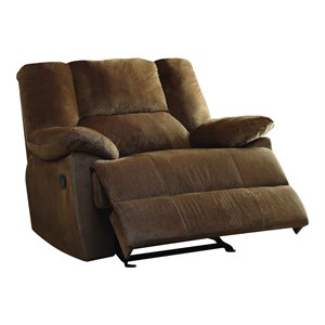 Allora Modern Fabric Wide Recliner with Pull Tab and Pillow Top Arms in Brown