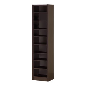 allora modern mdf and wood bookcase with 9 shelves in dark brown