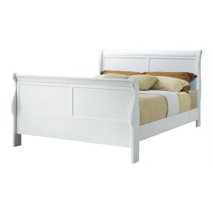 Allora Transitional Wood Queen Sleigh Bed in White