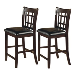 allora wood lattice counter height chairs in brown/black (set of 2)