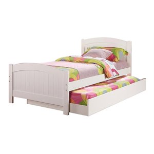 Allora Transitional Wood Twin Bed with Trundle in White