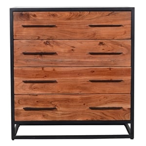 Allora Handmade Wood Dresser with Live Edge Design 4 Drawers in Brown and Black