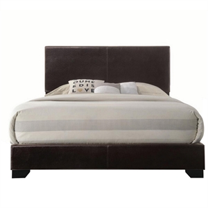allora modern faux leather eastern king bed with low profile in espresso brown