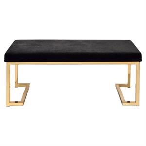 allora contemporary wood bench in black fabric & gold
