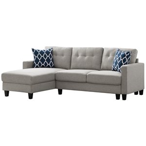 Allora Contemporary Linen Fabric Sectional Sofa in Light Gray