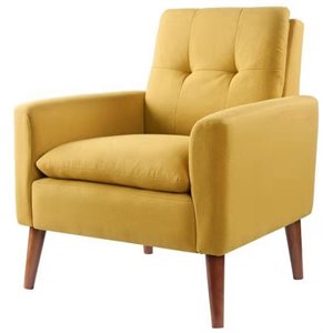 Allora Contemporary Polyester Fabric Accent Chair in Yellow